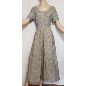 Steilmann -  Floral Print Midi‎ Jumpsuit - Short Sleeve Cream/Blk Womens Size 38